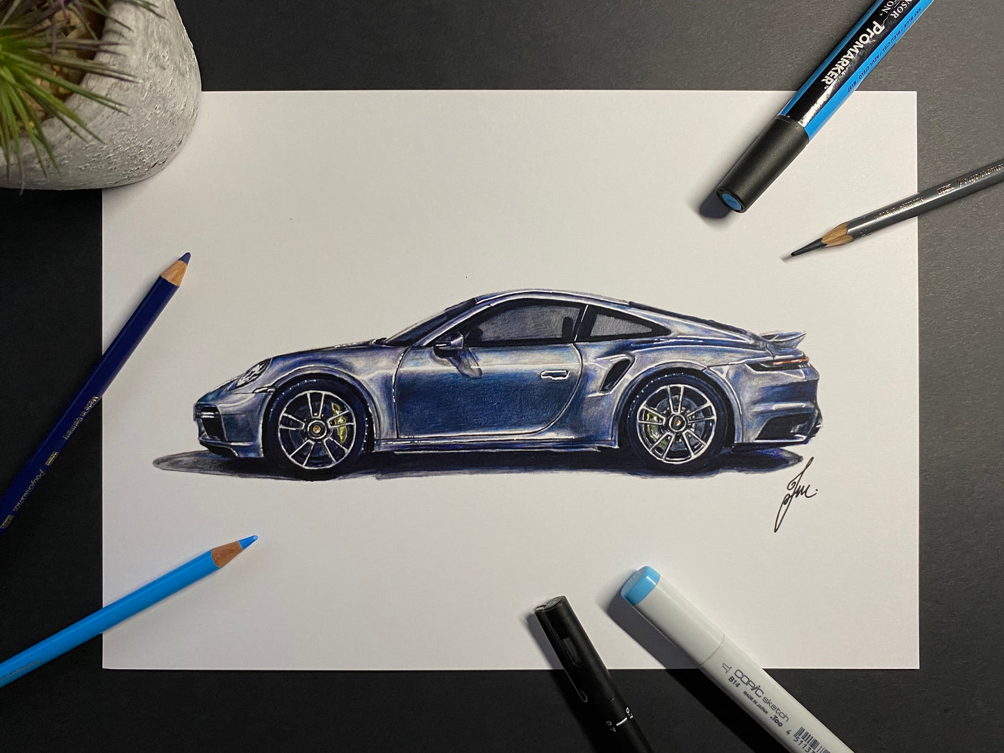 Porsche 911 Drawing - PRINT