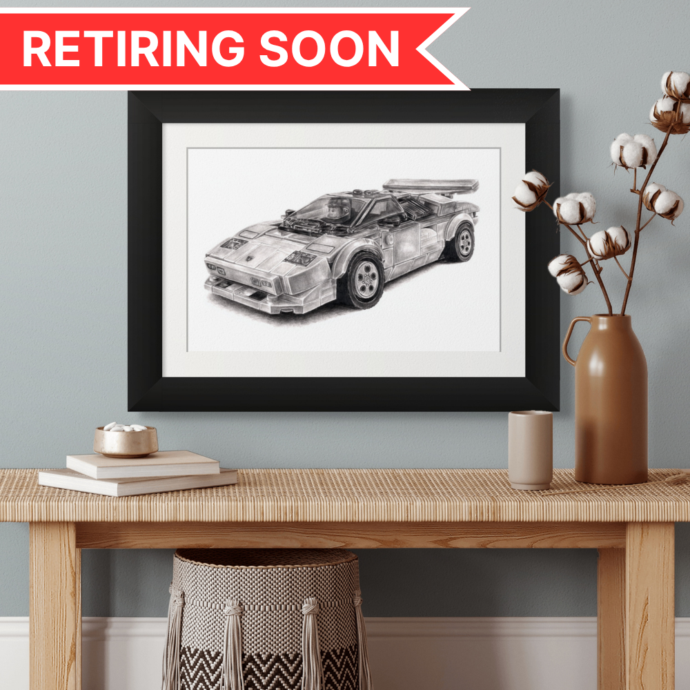 LEGO Lamborghini Countach Graphite Drawing - PRINT