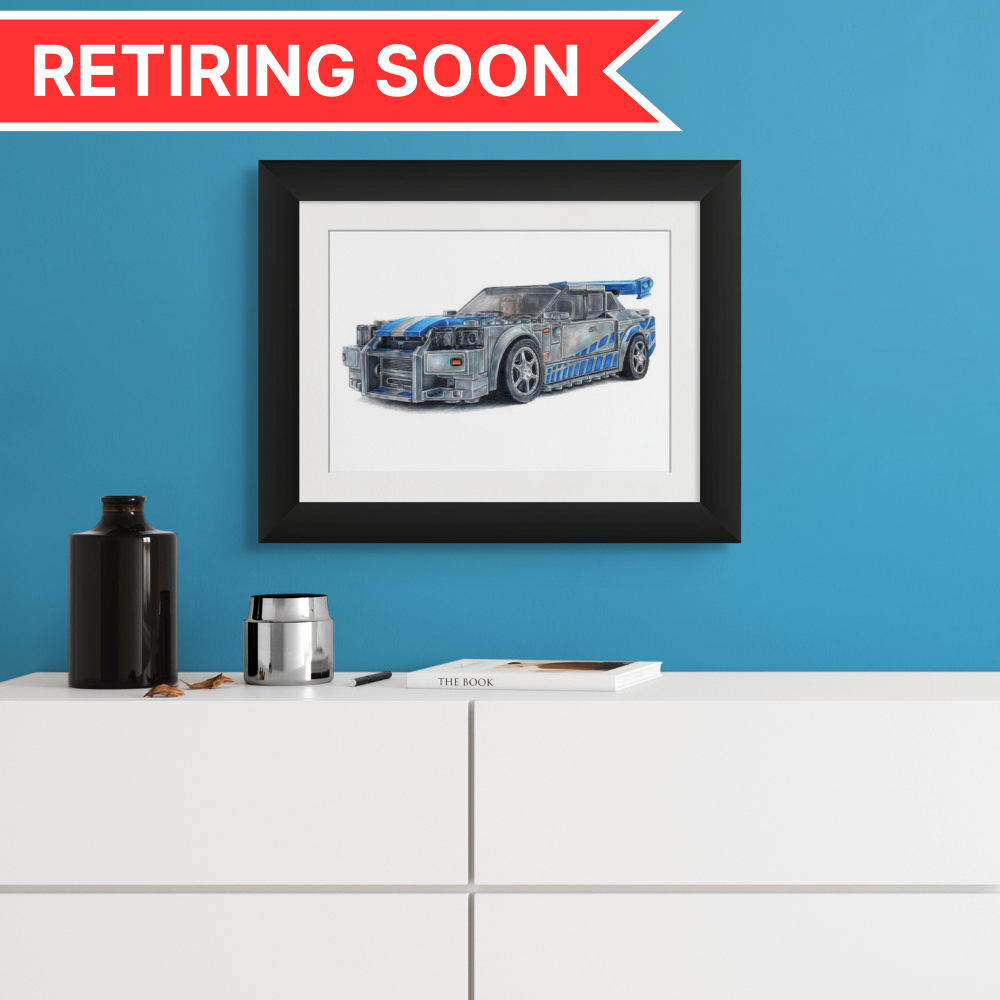 LEGO Nissan Skyline GTR R34 Drawing - PRINT