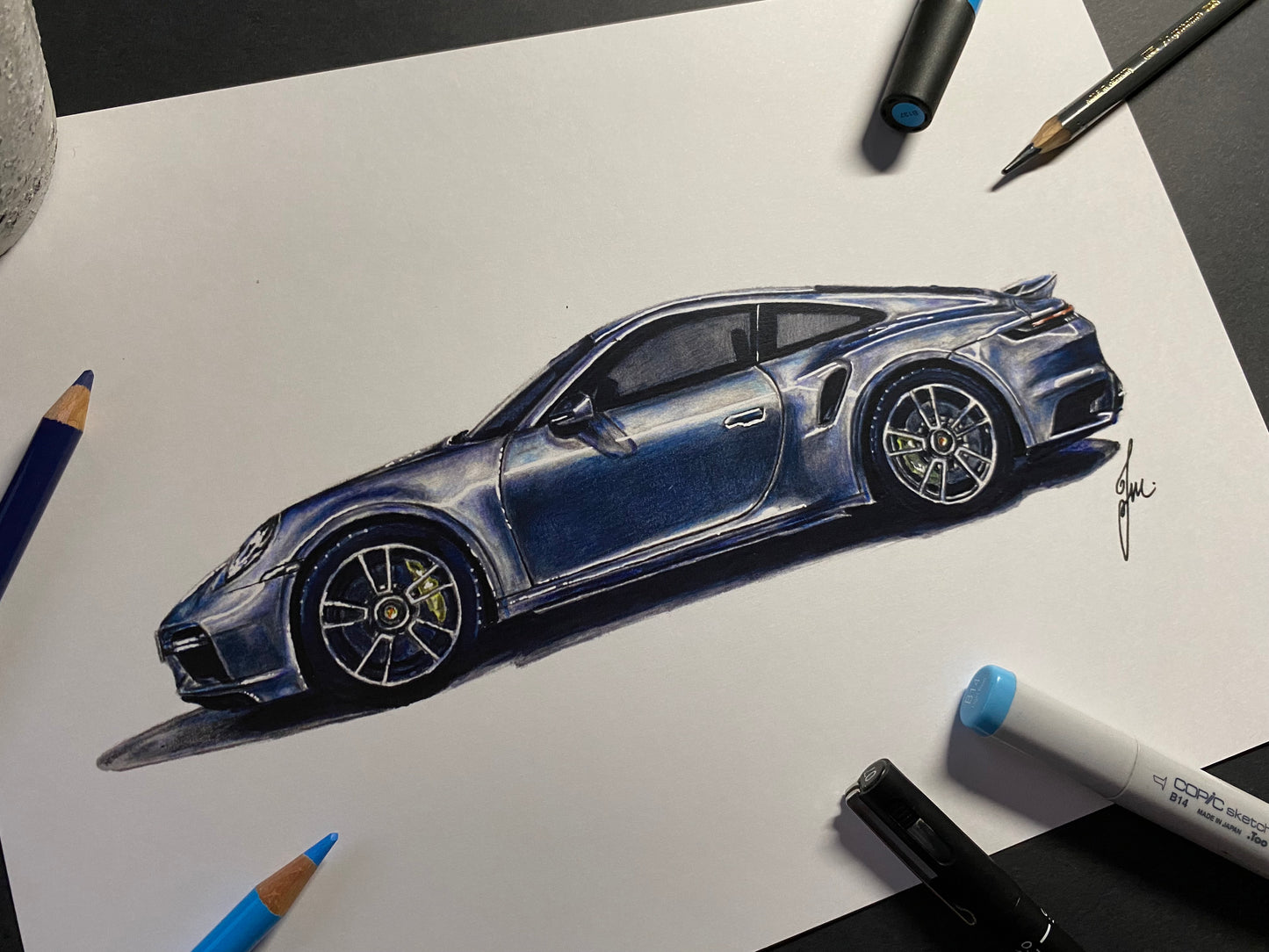 Porsche 911 Drawing - PRINT