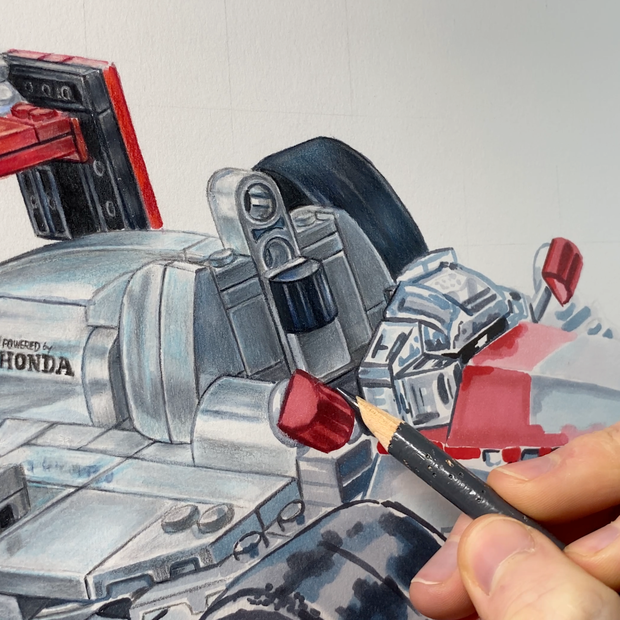 Drawing of LEGO Senna's McLaren MP4/4 F1 Car - PRINT