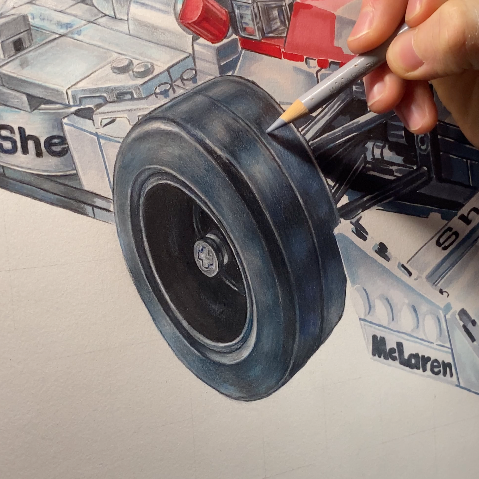 Drawing of LEGO Senna's McLaren MP4/4 F1 Car - PRINT