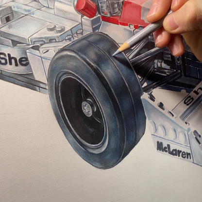 Drawing of LEGO Senna's McLaren MP4/4 F1 Car - PRINT