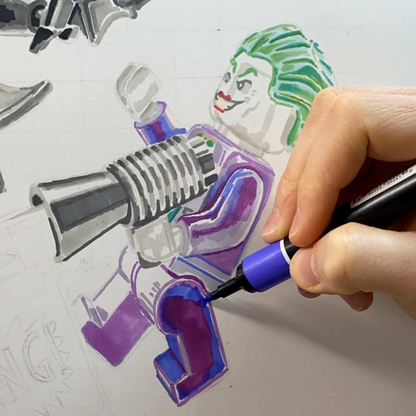 LEGO Batman and Joker Minifigures Drawing - PRINT