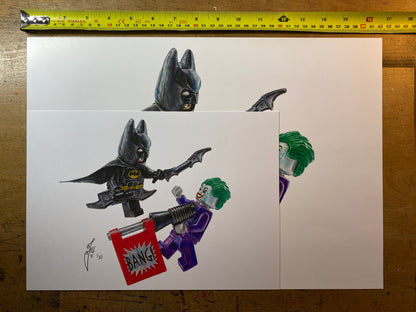 limited edition prints of my LEGO Batman and Joker Minifigure drawing size guide