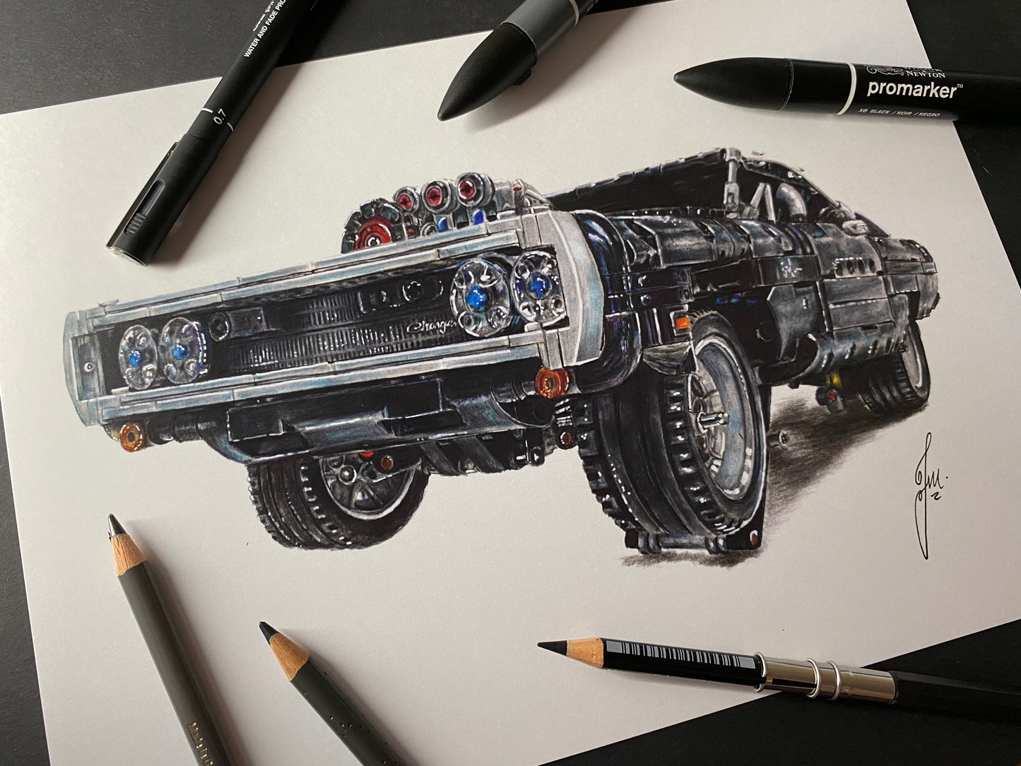 LEGO Technic Dodge Charger Drawing - PRINT