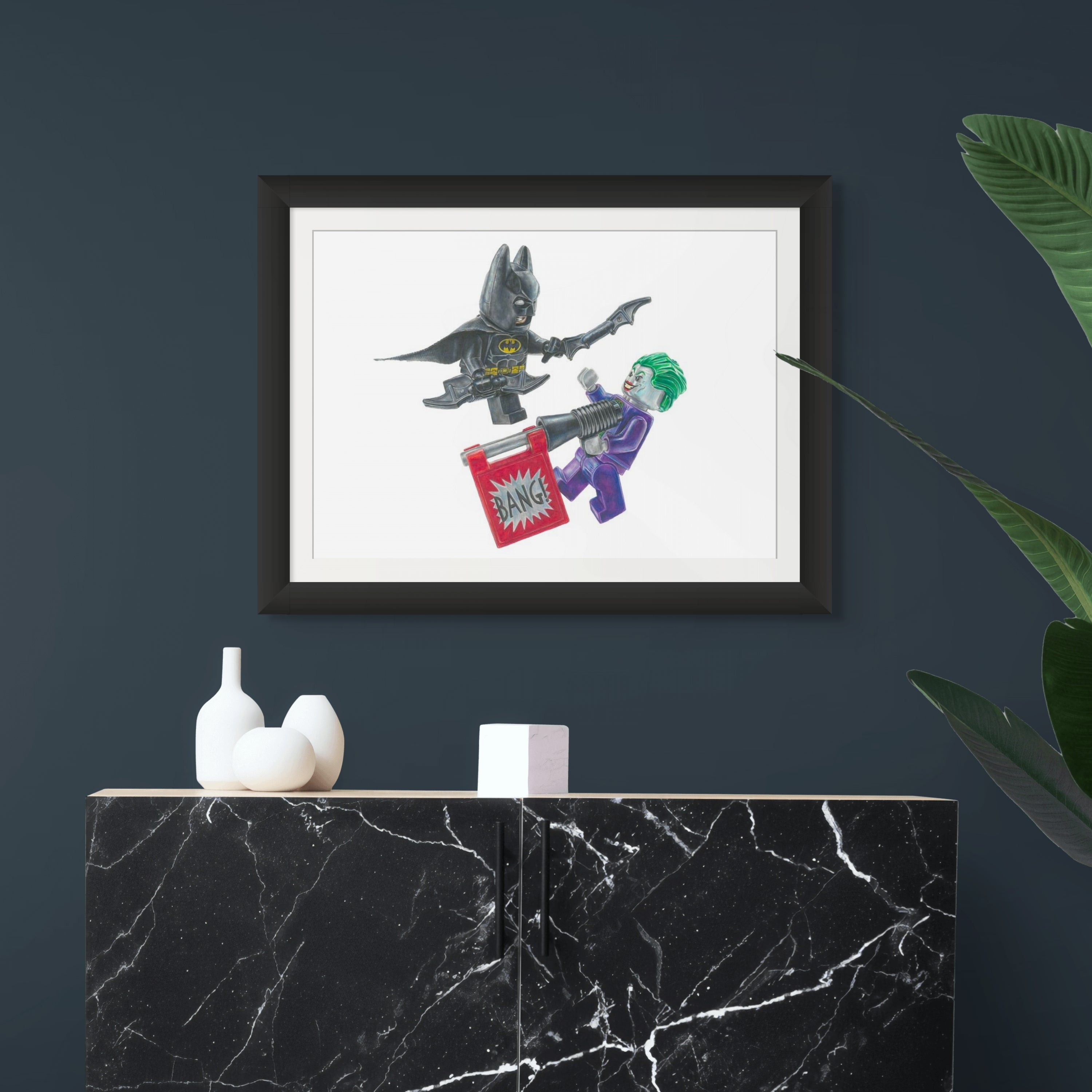 LEGO Batman and Joker Minifigures Drawing - PRINT