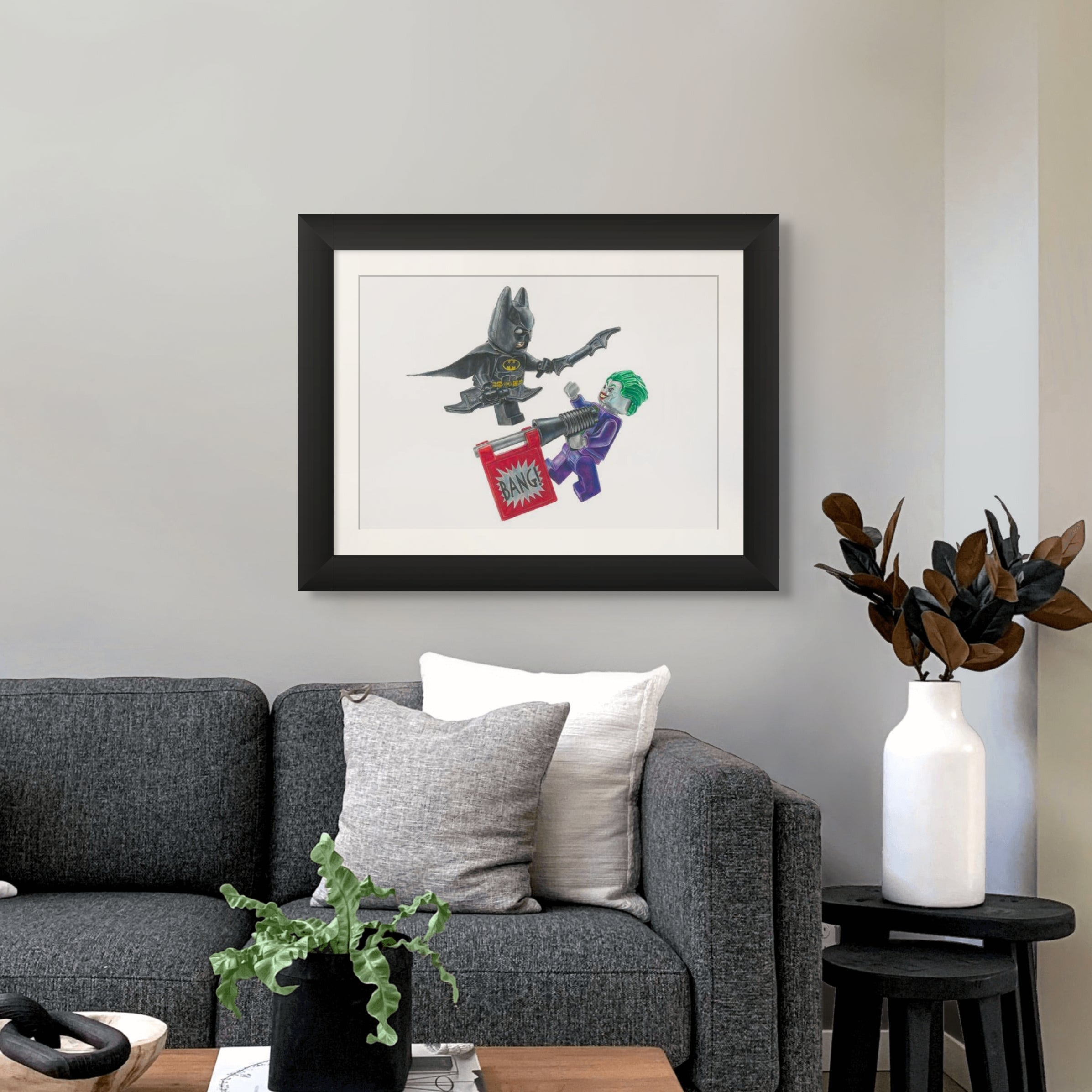 LEGO Batman and Joker Minifigures Drawing - PRINT