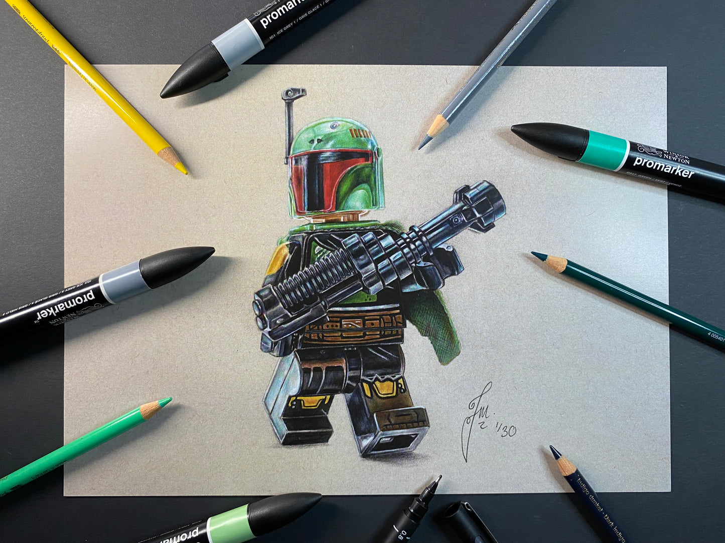 LEGO Boba Fett Minifigure Drawing - PRINT