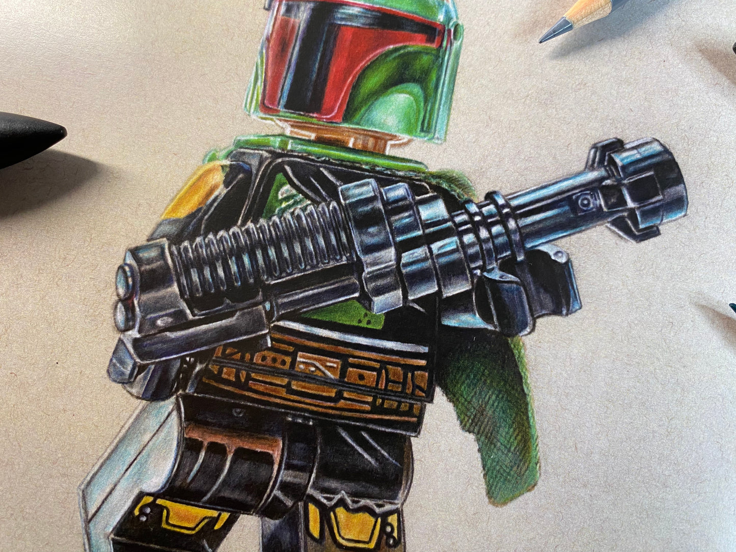 LEGO Boba Fett Minifigure Drawing - PRINT