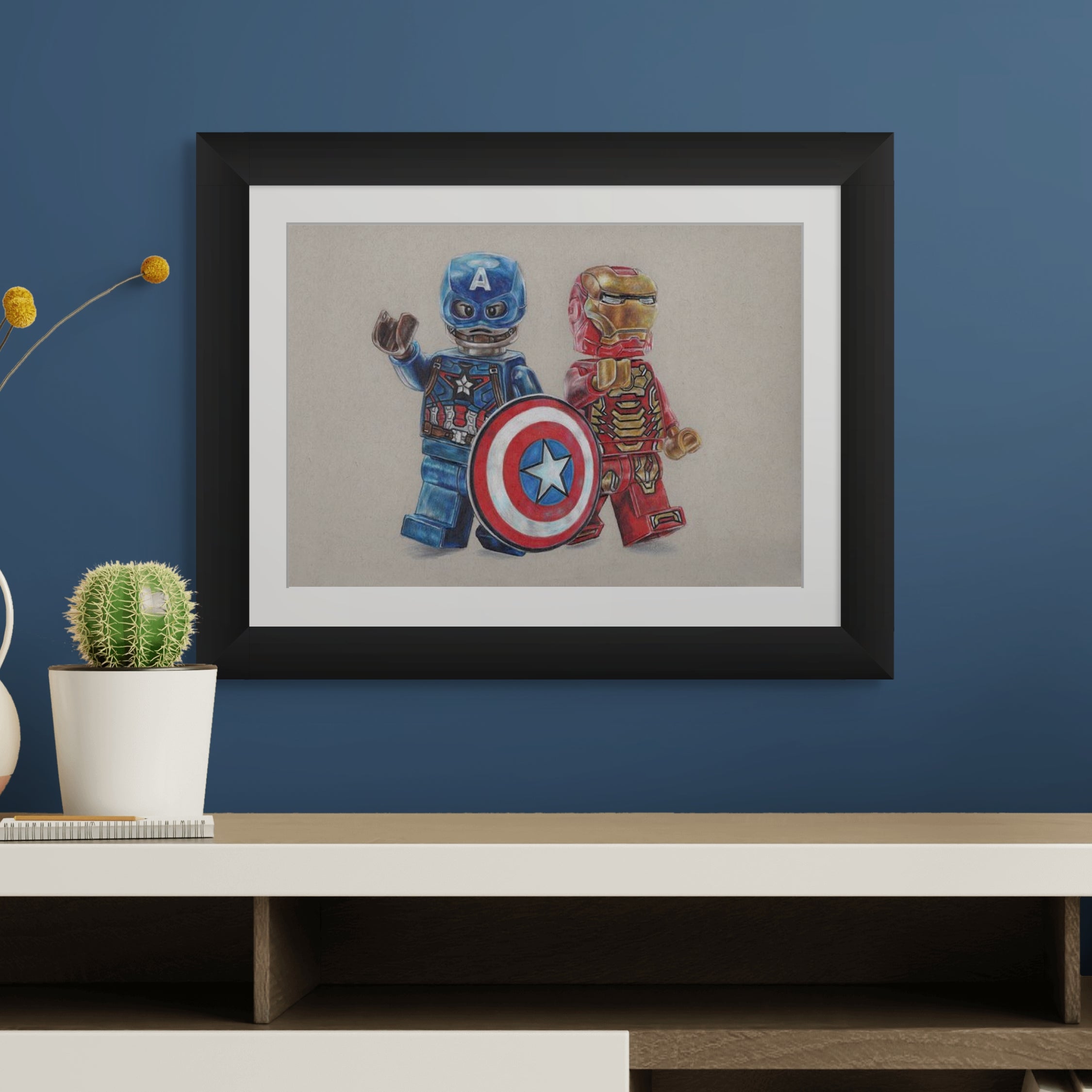 LEGO Captain America and Iron Man Minifigure Drawing - PRINT