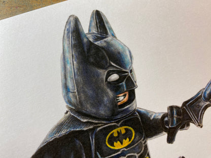close up of the head of my LEGO Batman Minifigure Drawing