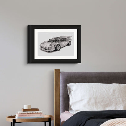 LEGO Lamborghini Countach Graphite Drawing - PRINT