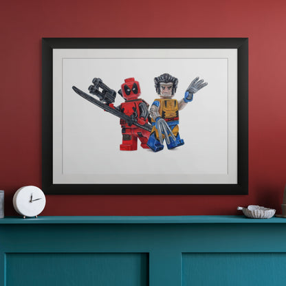 Deadpool and Wolverine Minifigure Drawing - ORIGINAL