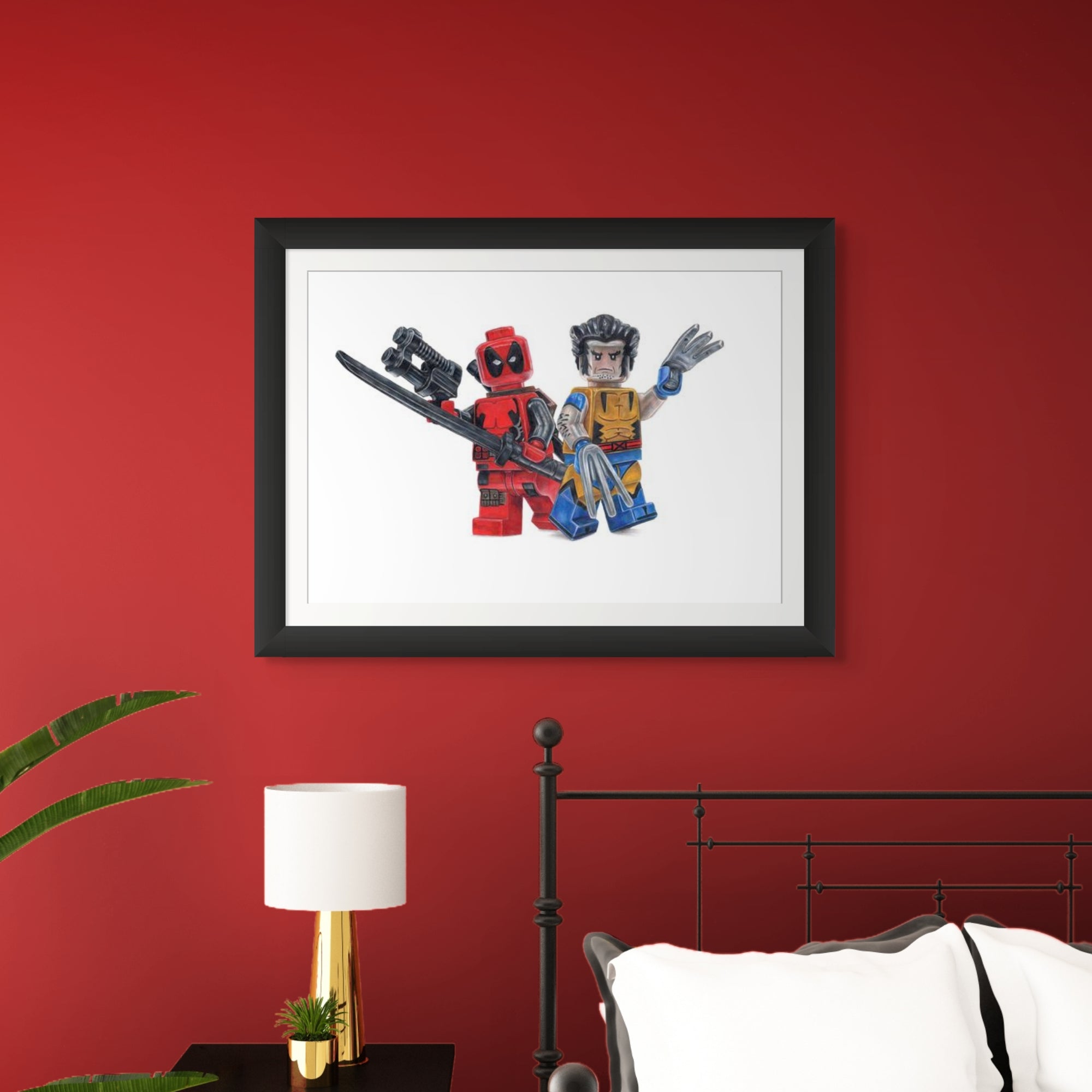 LEGO Deadpool and Wolverine Minifigure Drawing - PRINT