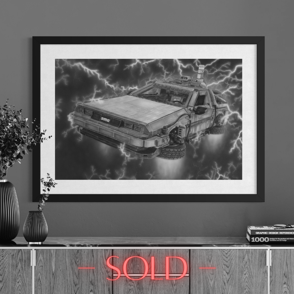LEGO Delorean Drawing - ORIGINAL