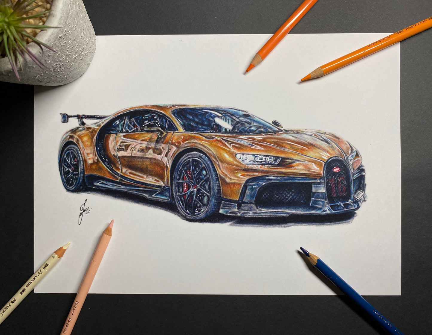 Bugatti Chiron Drawing - Print