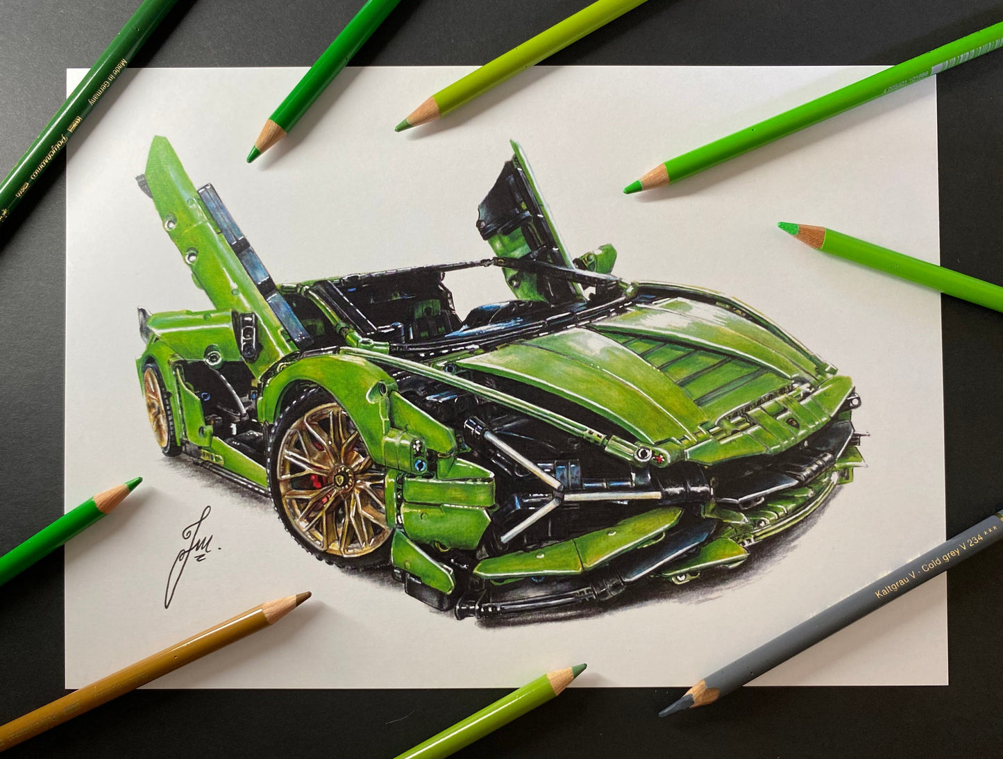 LEGO Technic Lamborghini Sian FKP 37 Drawing -PRINT