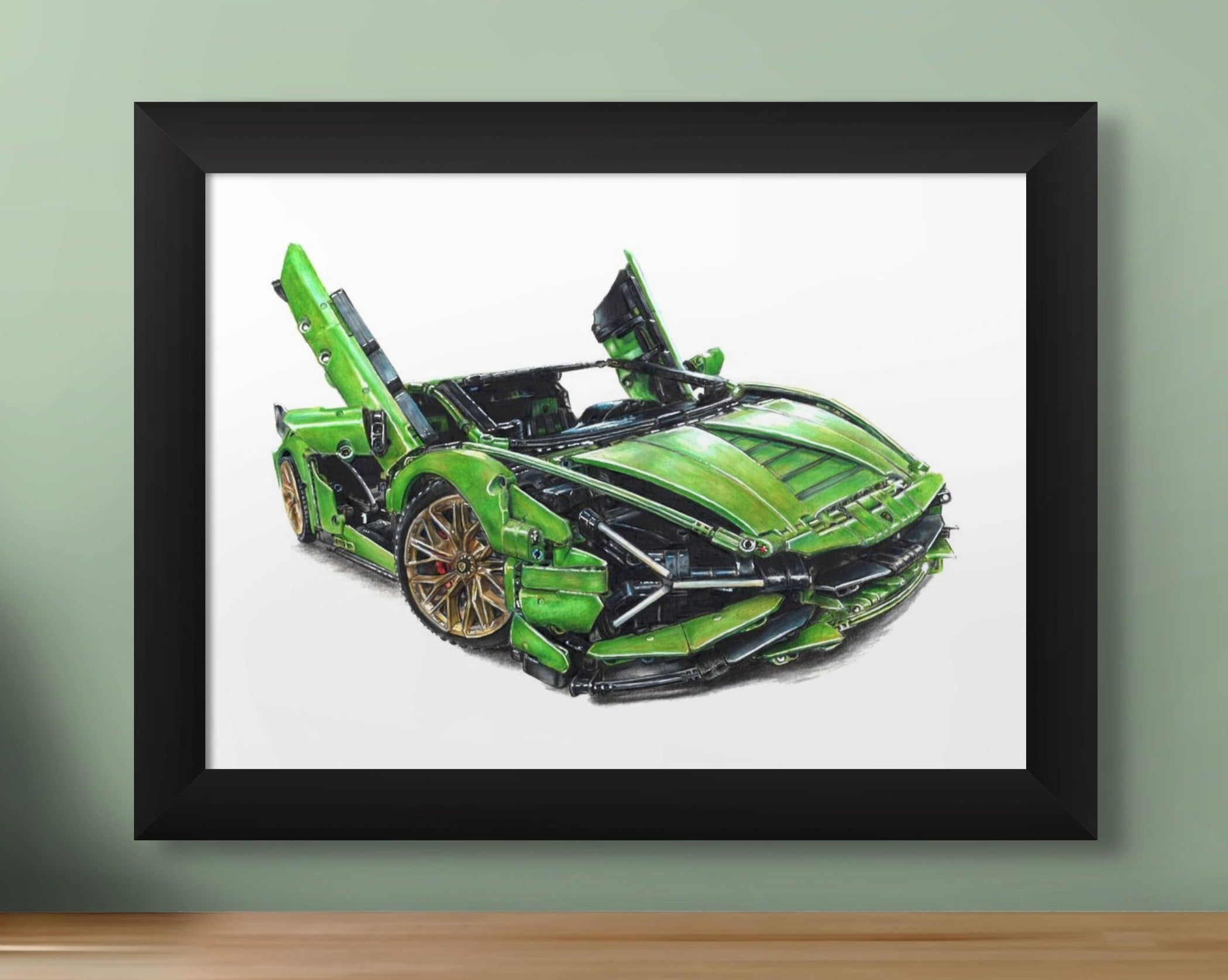 Drawing of the LEGO Technic Lamborghini Sian FKP 37 - PRINT – Tom ...