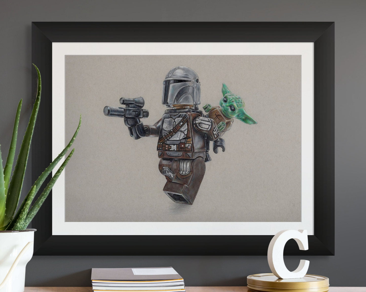 LEGO Mandolorian Minifigure Drawing - PRINT