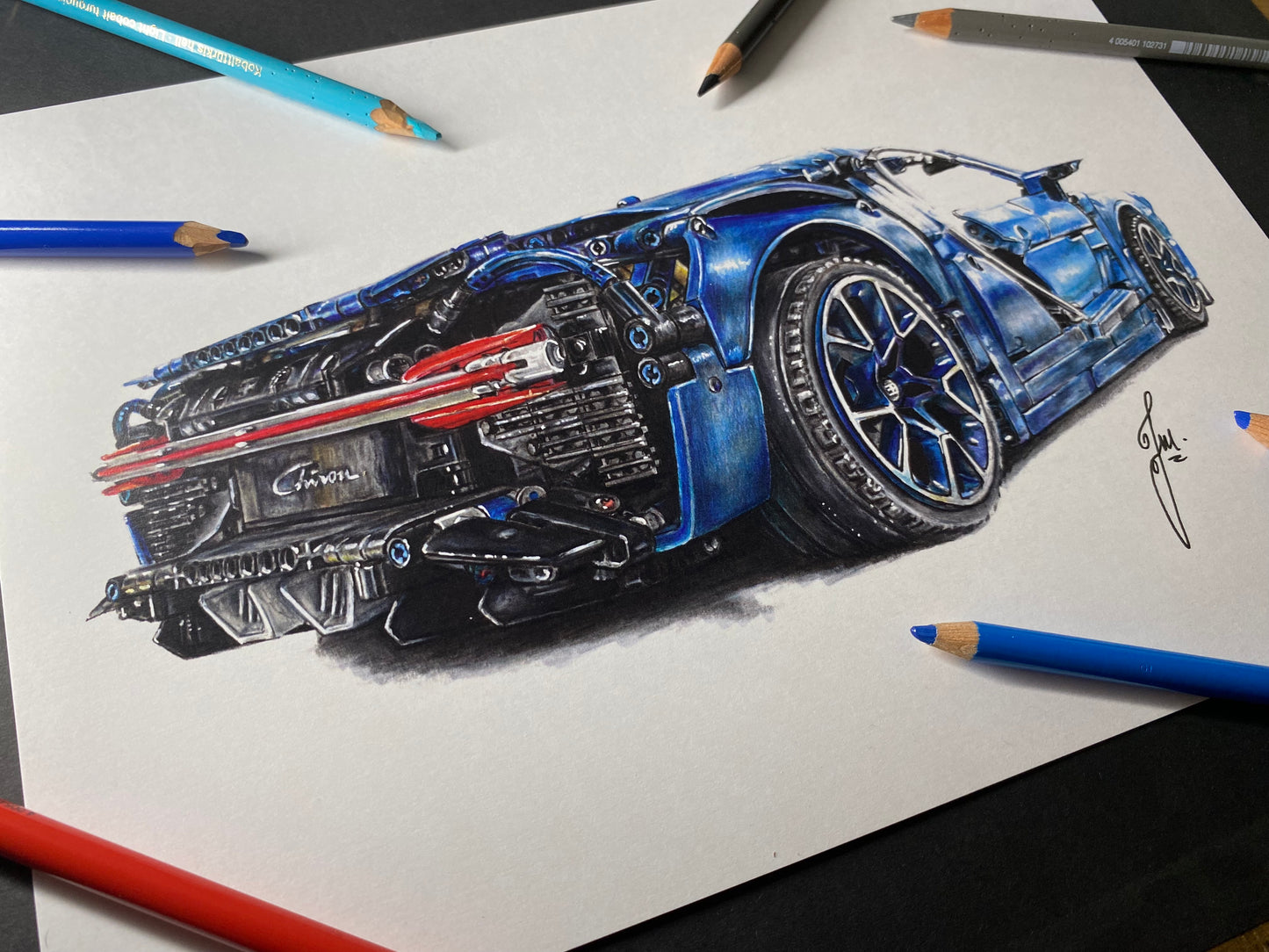 LEGO Technic Bugatti Chiron Drawing - PRINT