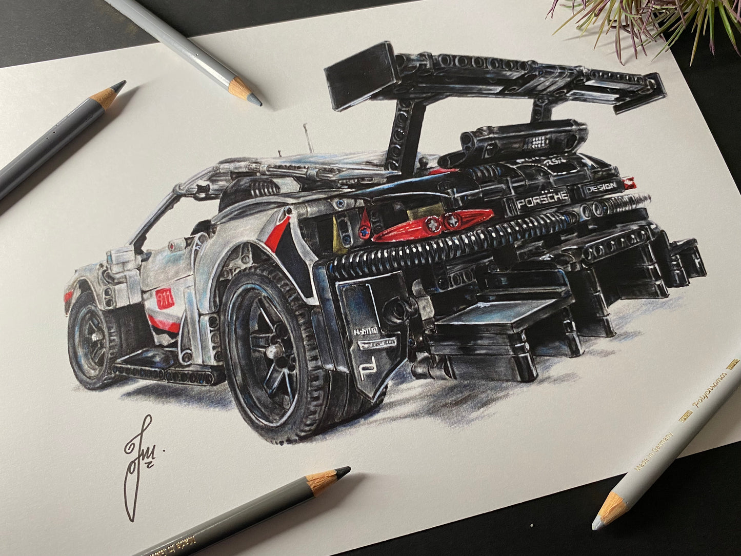 LEGO Technic Porsche 911 RSR Drawing - PRINT