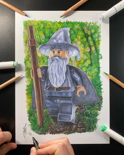 LEGO Gandalf Minifigure Drawing - PRINT