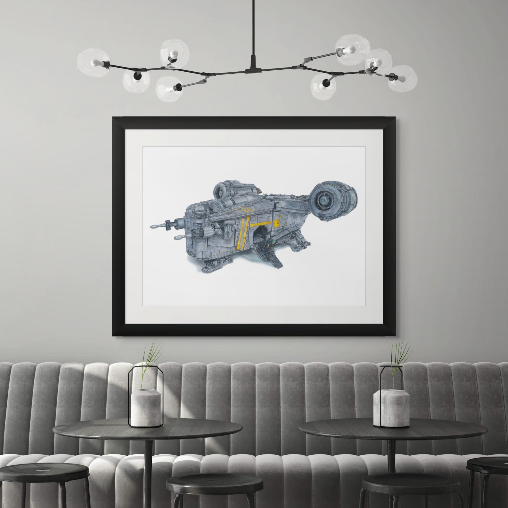 Drawing of the LEGO Razorcrest - PRINT