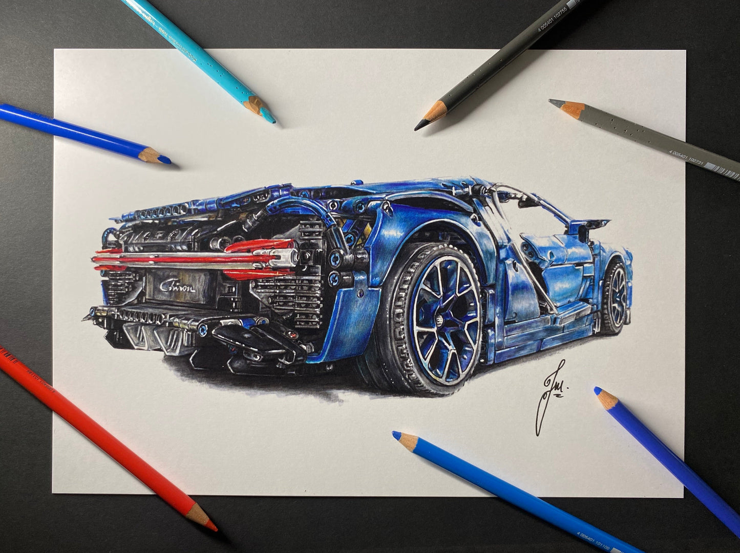 LEGO Technic Bugatti Chiron Drawing - PRINT